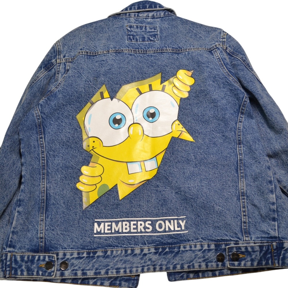 Members Only Nickelodeon Spongebob Denim Jacket XL Jean Cartoon - Picture 5 of 7